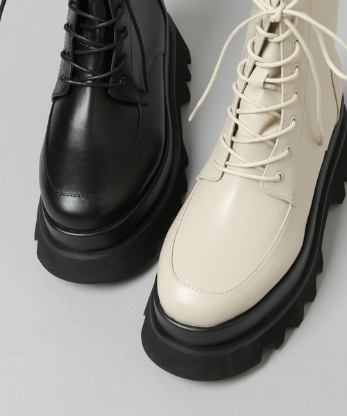 HARE（ハレ）の「ボリュームソールコンバットブーツ(HARE)（ブーツ・レディース・ホワイト/ブラック・M/L）」の8枚目の写真