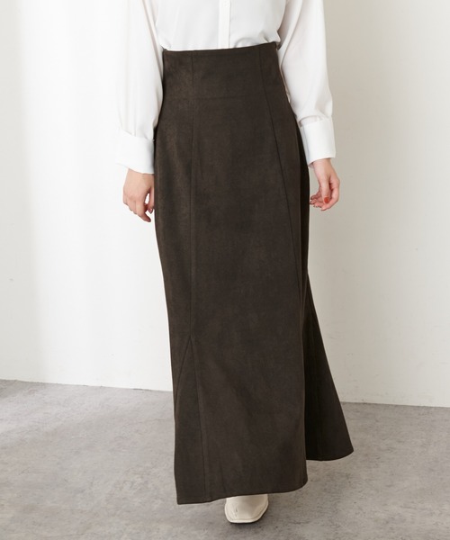 natural couture（ナチュラルクチュール）の「【WEB限定カラー有り】ハイウエストスエードマーメイドスカート Sサイズ（スカート・レディース・アイボリー/スミクロ/モカ/ピンク/その他1/チェック/その他2・SMALL）」の14枚目の写真