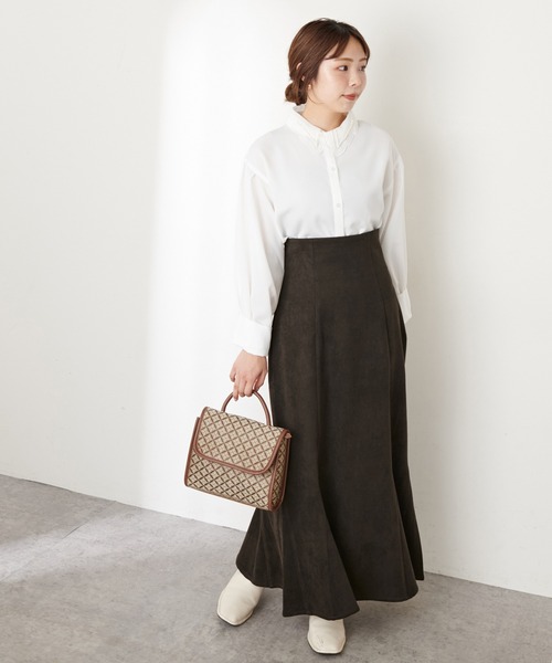 natural couture（ナチュラルクチュール）の「【WEB限定カラー有り】ハイウエストスエードマーメイドスカート Sサイズ（スカート・レディース・アイボリー/スミクロ/モカ/ピンク/その他1/チェック/その他2・SMALL）」の17枚目の写真