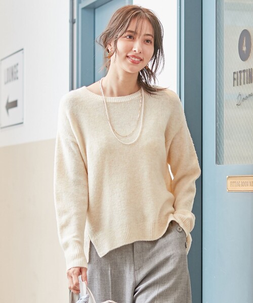 ANY SIS(エニィスィス)の「【洗える】モチモチラウンドヘム ニット(ニット/セーター・レディース・ピンク系/黄土色系/ライトグレー系/アイボリー系・0)」の4枚目の写真