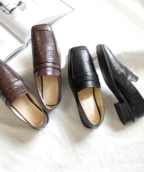 AmiAmi（アミアミ）の「スクエアトゥコインローファー（ローファー・レディース・ブラック系その他/ブラック/ブラウン/グレイッシュベージュ/アイボリー・L/LL/M/S/SS）」の10枚目の写真