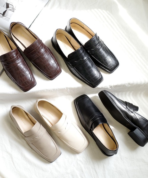 AmiAmi（アミアミ）の「スクエアトゥコインローファー（ローファー・レディース・ブラック系その他/ブラック/ブラウン/グレイッシュベージュ/アイボリー・L/LL/M/S/SS）」の14枚目の写真