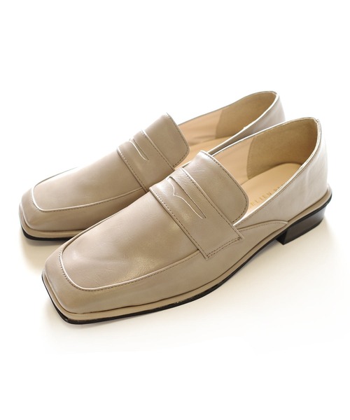 AmiAmi（アミアミ）の「スクエアトゥコインローファー（ローファー・レディース・ブラック系その他/ブラック/ブラウン/グレイッシュベージュ/アイボリー・L/LL/M/S/SS）」の18枚目の写真