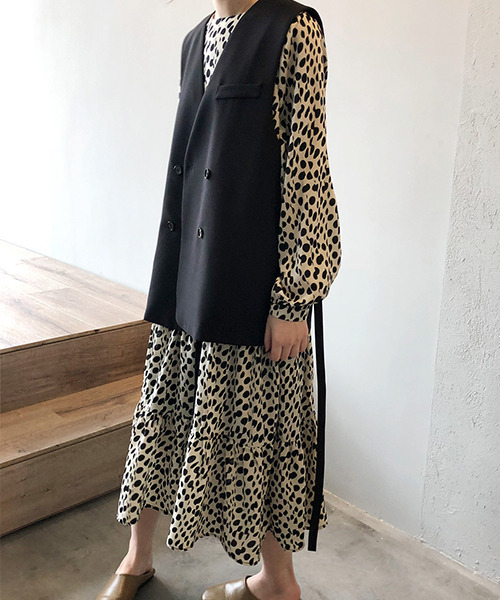 c.u.l(シーユーエル)の「【c.u.l:w】ドットシフォン ロング丈ワンピース culw105(ワンピース・レディース・ホワイト系その他/ブラック系その他・L/M)」の4枚目の写真