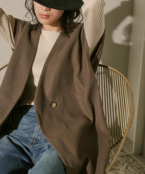 Bou Jeloud(ブージュルード)の「フェイクウールロングベスト(その他アウター・レディース・ベージュ/ブラウン/A・FREE)」の5枚目の写真