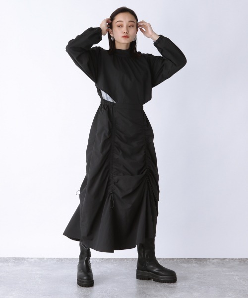 JEANASIS（ジーナシス）の「ナイロンウエストホールドロストワンピース/238660（ワンピース・レディース・ブラック/グレー・FREE）」の7枚目の写真