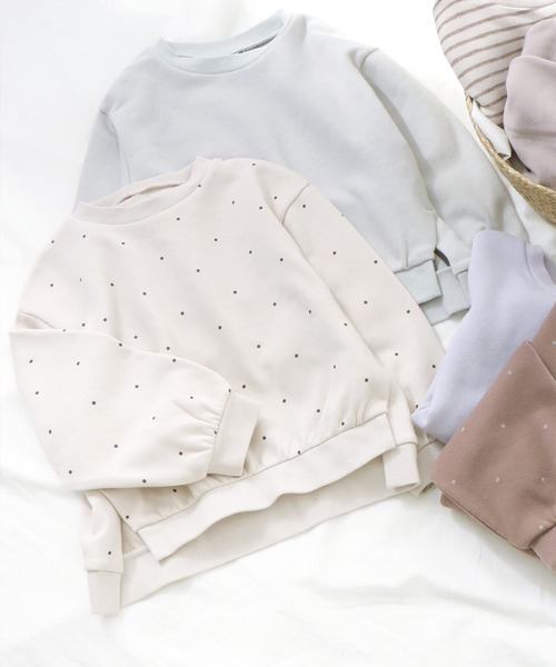 apres les cours（アプレレクール）の「/ゆったりスリットトレーナー（スウェット・キッズ・ピンク/チャコール/オフホワイト/ベージュ/ブラウン/その他2/ミント/パープル/アイボリー・140/130/100/90/110/80/120）」の2枚目の写真