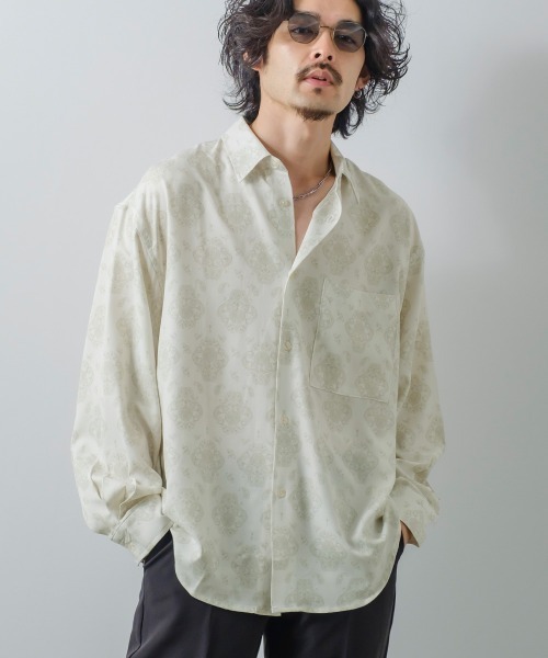 improves（インプローブス）の「アート グラフィック プリント レギュラーカラーシャツ（シャツ/ブラウス・メンズ・ライトグレー/サックスブルー/グレー/グリーン/オフホワイト/ラベンダー/ブラウン/ピンク・MEDIUM/LARGE）」の2枚目の写真