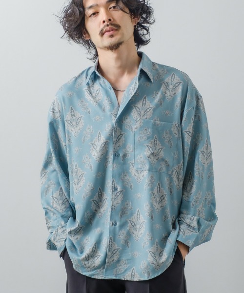 improves（インプローブス）の「アート グラフィック プリント レギュラーカラーシャツ（シャツ/ブラウス・メンズ・ライトグレー/サックスブルー/グレー/グリーン/オフホワイト/ラベンダー/ブラウン/ピンク・MEDIUM/LARGE）」の6枚目の写真