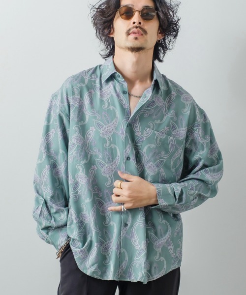 improves（インプローブス）の「アート グラフィック プリント レギュラーカラーシャツ（シャツ/ブラウス・メンズ・ライトグレー/サックスブルー/グレー/グリーン/オフホワイト/ラベンダー/ブラウン/ピンク・MEDIUM/LARGE）」の5枚目の写真