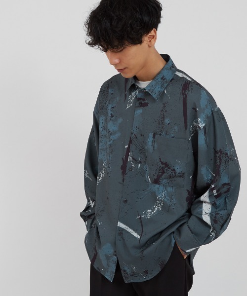 improves（インプローブス）の「アート グラフィック プリント レギュラーカラーシャツ（シャツ/ブラウス・メンズ・ライトグレー/サックスブルー/グレー/グリーン/オフホワイト/ラベンダー/ブラウン/ピンク・MEDIUM/LARGE）」の22枚目の写真