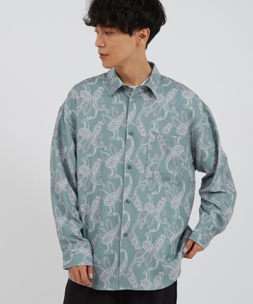 improves（インプローブス）の「アート グラフィック プリント レギュラーカラーシャツ（シャツ/ブラウス・メンズ・ライトグレー/サックスブルー/グレー/グリーン/オフホワイト/ラベンダー/ブラウン/ピンク・MEDIUM/LARGE）」の18枚目の写真