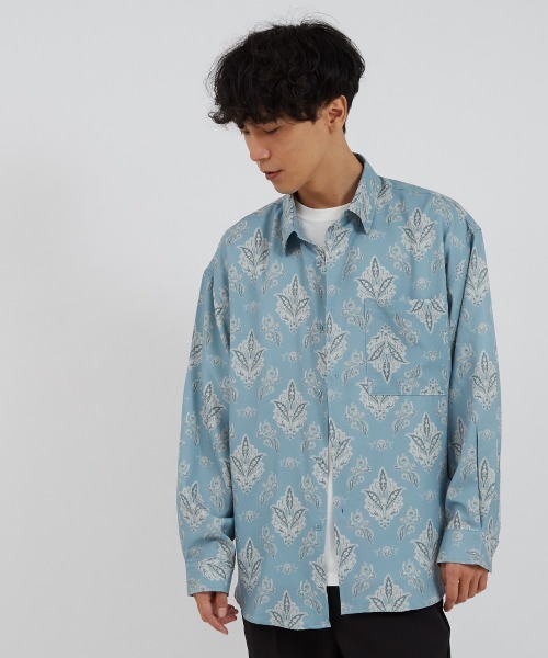 improves（インプローブス）の「アート グラフィック プリント レギュラーカラーシャツ（シャツ/ブラウス・メンズ・ライトグレー/サックスブルー/グレー/グリーン/オフホワイト/ラベンダー/ブラウン/ピンク・MEDIUM/LARGE）」の10枚目の写真