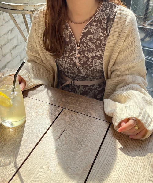 apres jour clair(アプレジュールクレア)の「【apres jour clair】ニットカーディガン(カーディガン/ボレロ・レディース・アイボリー/モスグリーン/ブラウン系その他・X-LARGE/フリー)」の5枚目の写真