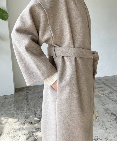 LIAN（リアン）の「ノーカラーコクーンコート（ノーカラーコート・レディース・モカ/アイボリー/ブラック/杢グレー・FREE）」の7枚目の写真