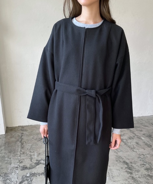 LIAN（リアン）の「ノーカラーコクーンコート（ノーカラーコート・レディース・モカ/アイボリー/ブラック/杢グレー・FREE）」の17枚目の写真