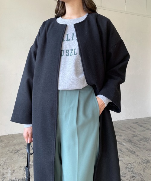 LIAN（リアン）の「ノーカラーコクーンコート（ノーカラーコート・レディース・モカ/アイボリー/ブラック/杢グレー・FREE）」の20枚目の写真