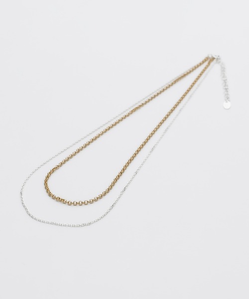 silver925 × ciite' (シルバーキューニーゴシーテ)の「シルバー925 ゴールド x シルバー 2連チェーンネックレス(ネックレス・レディース・シルバー×ゴールド・FREE)」の2枚目の写真