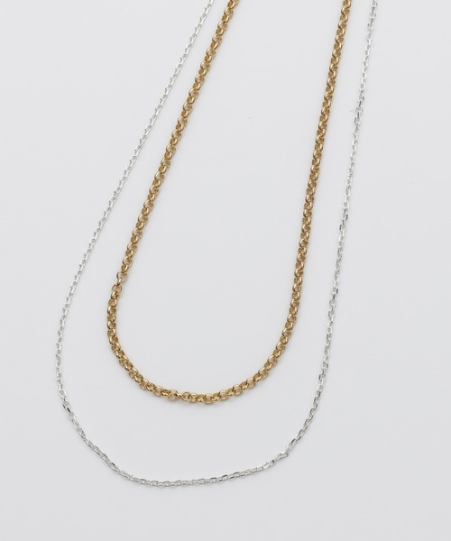 silver925 × ciite' (シルバーキューニーゴシーテ)の「シルバー925 ゴールド x シルバー 2連チェーンネックレス(ネックレス・レディース・シルバー×ゴールド・FREE)」の3枚目の写真