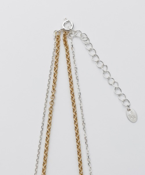 silver925 × ciite' (シルバーキューニーゴシーテ)の「シルバー925 ゴールド x シルバー 2連チェーンネックレス(ネックレス・レディース・シルバー×ゴールド・FREE)」の5枚目の写真