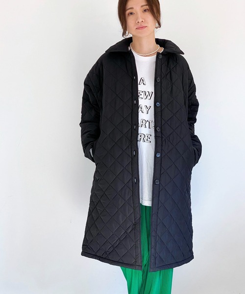 ottilie(オティーリエ)の「ダイヤキルティングコート(ダウンジャケット/コート・レディース・モカ/ブラック/カーキ・FREE)」の2枚目の写真