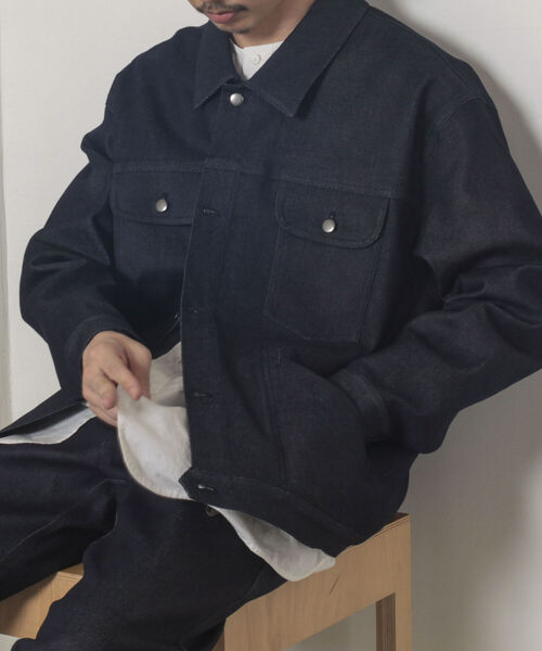 GLOSTER（グロスター）の「【GLOSTER/グロスター】リジットデニムジャケット（デニムジャケット・メンズ・インディゴブルー/ブラック・MEDIUM/LARGE）」の2枚目の写真