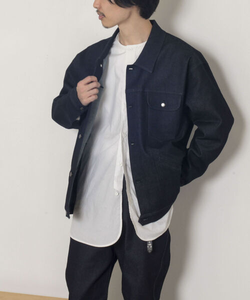 GLOSTER（グロスター）の「【GLOSTER/グロスター】リジットデニムジャケット（デニムジャケット・メンズ・インディゴブルー/ブラック・MEDIUM/LARGE）」の8枚目の写真