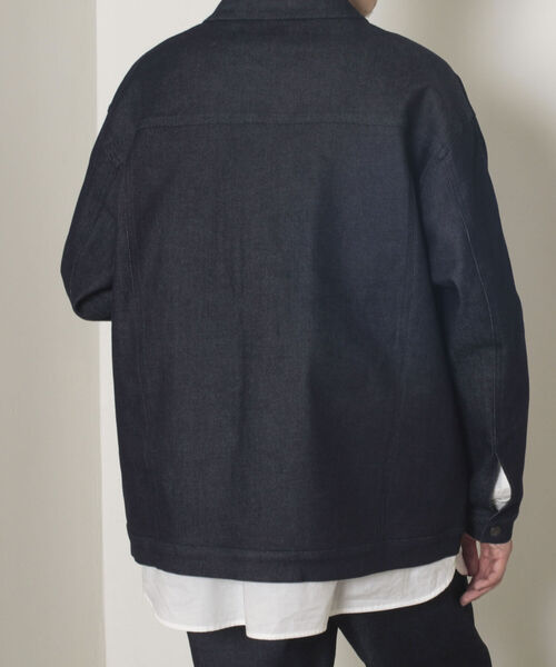 GLOSTER（グロスター）の「【GLOSTER/グロスター】リジットデニムジャケット（デニムジャケット・メンズ・インディゴブルー/ブラック・MEDIUM/LARGE）」の4枚目の写真