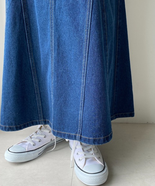 moment+（モーメントプラス）の「デニムロングスカート（デニムスカート・レディース・アイボリー・L）」の8枚目の写真