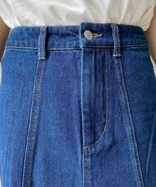 moment+（モーメントプラス）の「デニムロングスカート（デニムスカート・レディース・アイボリー・L）」の4枚目の写真