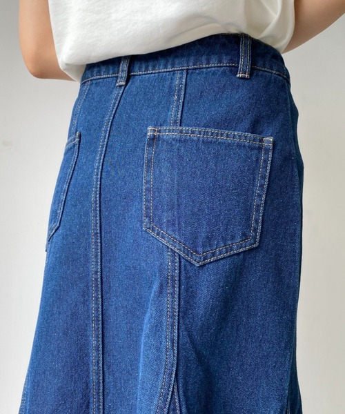 moment+（モーメントプラス）の「デニムロングスカート（デニムスカート・レディース・アイボリー・L）」の2枚目の写真
