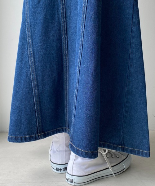 moment+（モーメントプラス）の「デニムロングスカート（デニムスカート・レディース・アイボリー・L）」の6枚目の写真