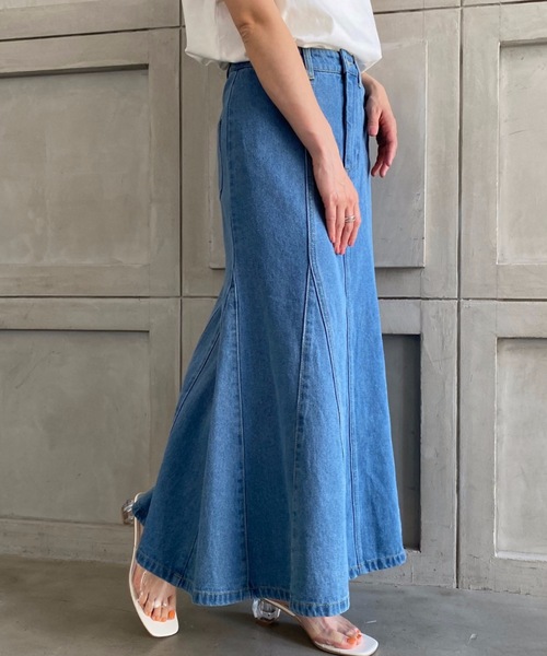 moment+（モーメントプラス）の「デニムロングスカート（デニムスカート・レディース・アイボリー・L）」の12枚目の写真