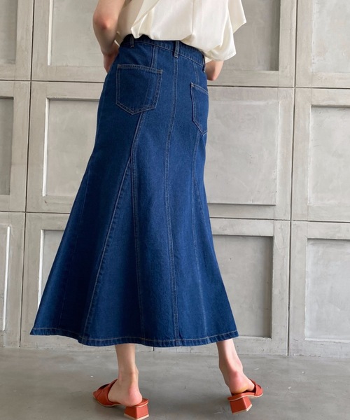 moment+（モーメントプラス）の「デニムロングスカート（デニムスカート・レディース・アイボリー・L）」の5枚目の写真