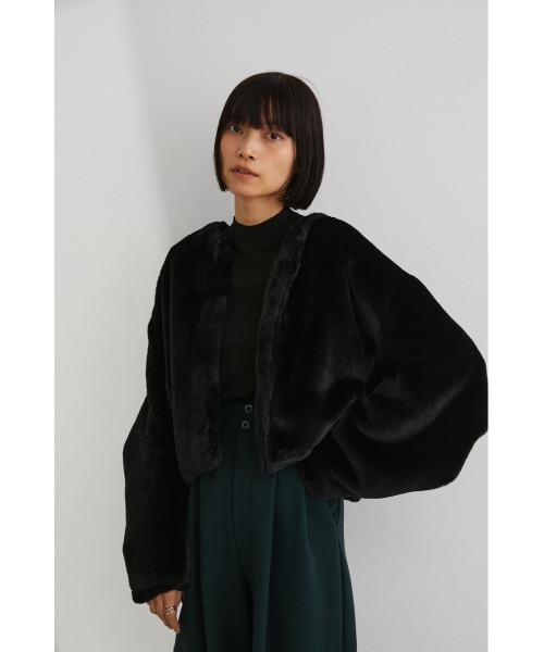 STYLEMIXER ファーショートジャケットブラック