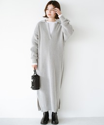 haco!（ハコ）の「ニットワンピースの「ほっこり見え・ぴたっと張り付き」を回避！　ゆるりと着られて重ね着も楽しめるロングニットワンピースby who made me（ワンピース）」