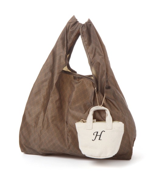 GLOBAL WORK（グローバルワーク）の「イニシャルチャームサブBAG/260746（エコバッグ/サブバッグ・レディース・ブラック/オフホワイト/グリーン/その他/アイボリー/ライトベージュ/ホワイト系その他3/グリーン系その他4・FREE）」の2枚目の写真