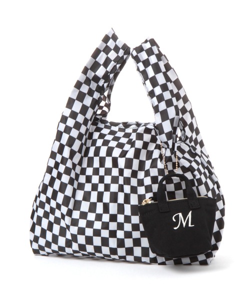 GLOBAL WORK（グローバルワーク）の「イニシャルチャームサブBAG/260746（エコバッグ/サブバッグ・レディース・ブラック/オフホワイト/グリーン/その他/アイボリー/ライトベージュ/ホワイト系その他3/グリーン系その他4・FREE）」の8枚目の写真