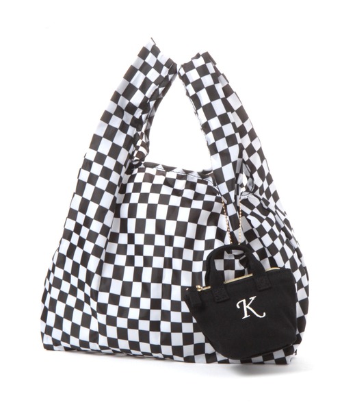 GLOBAL WORK（グローバルワーク）の「イニシャルチャームサブBAG/260746（エコバッグ/サブバッグ・レディース・ブラック/オフホワイト/グリーン/その他/アイボリー/ライトベージュ/ホワイト系その他3/グリーン系その他4・FREE）」の3枚目の写真