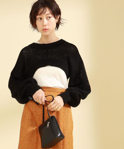 Ray BEAMS（レイビームス）の「Ray BEAMS / ダブル ベルト アーム ボレロ（カーディガン/ボレロ・レディース・ブラック/オフホワイト・ONE SIZE）」の6枚目の写真