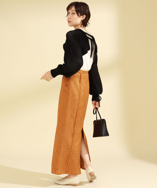 Ray BEAMS（レイビームス）の「Ray BEAMS / ダブル ベルト アーム ボレロ（カーディガン/ボレロ・レディース・ブラック/オフホワイト・ONE SIZE）」の8枚目の写真