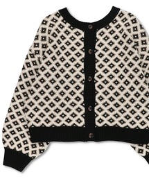 SPINNS | 【2WAY仕様】小紋柄ショート丈 ジャガードクルーネックカーディガン(カーディガン/ボレロ)