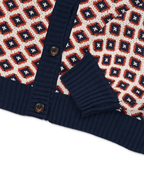 SPINNS（スピンズ）の「【2WAY仕様】小紋柄ショート丈 ジャガードクルーネックカーディガン（カーディガン/ボレロ・レディース・ホワイト×ブラック/ブラック×ホワイト/ホワイト×ネイビー・ONESIZE）」の14枚目の写真