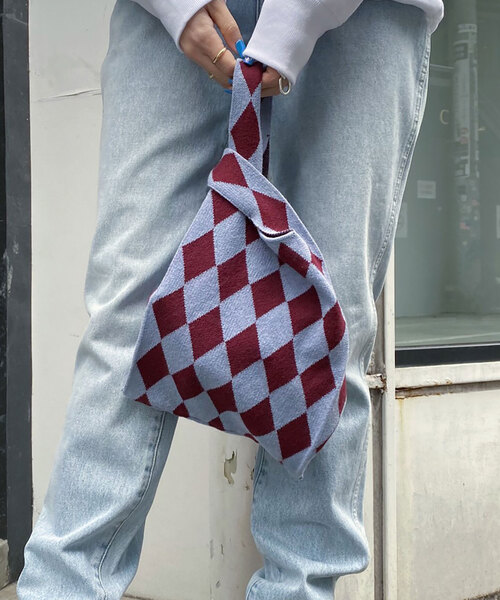 Oriens JOURNAL STANDARD（オリエンス ジャーナルスタンダード）の「ダイヤモンドニットバッグ（ハンドバッグ・レディース・ブラック/ナチュラル/ブルー・FREE）」の3枚目の写真