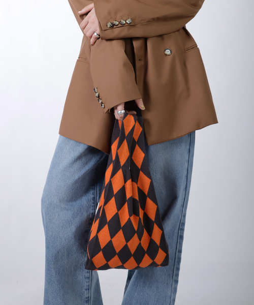 Oriens JOURNAL STANDARD（オリエンス ジャーナルスタンダード）の「ダイヤモンドニットバッグ（ハンドバッグ・レディース・ブラック/ナチュラル/ブルー・FREE）」の21枚目の写真