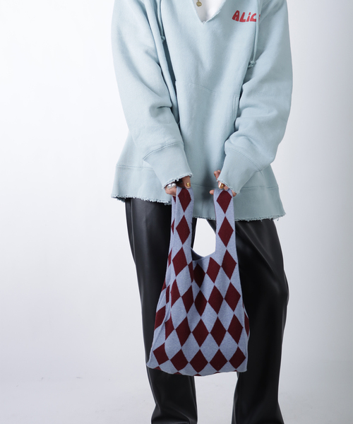 Oriens JOURNAL STANDARD（オリエンス ジャーナルスタンダード）の「ダイヤモンドニットバッグ（ハンドバッグ・レディース・ブラック/ナチュラル/ブルー・FREE）」の15枚目の写真