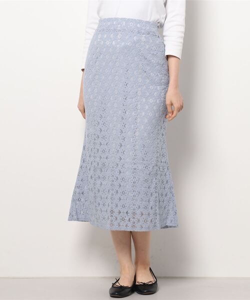 flower(フラワー)の「フラッフレーススカート(スカート・レディース・ベージュ/ブルー・FREE)」の5枚目の写真