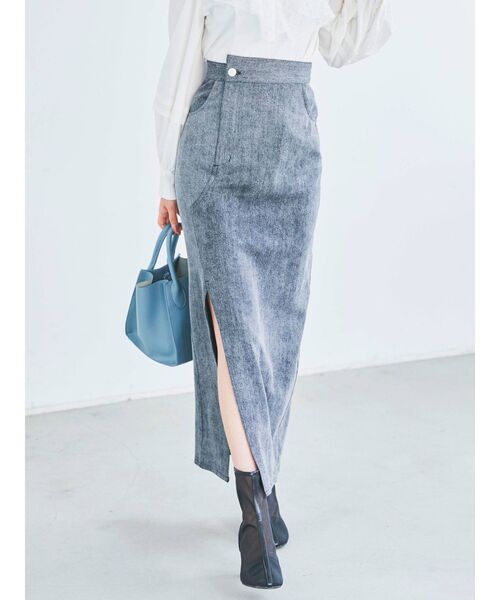 dazzlin（ダズリン）の「スリットストレートスカート（スカート・レディース・オフホワイト/ブラック/ベージュ・SMALL/MEDIUM）」の3枚目の写真