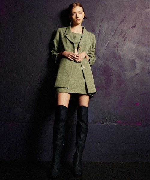 REDYAZEL（レディアゼル）の「アームストッパー付きツイードジャケット（テーラードジャケット・レディース・ベージュ/ブルー/グリーン・FREE）」の5枚目の写真