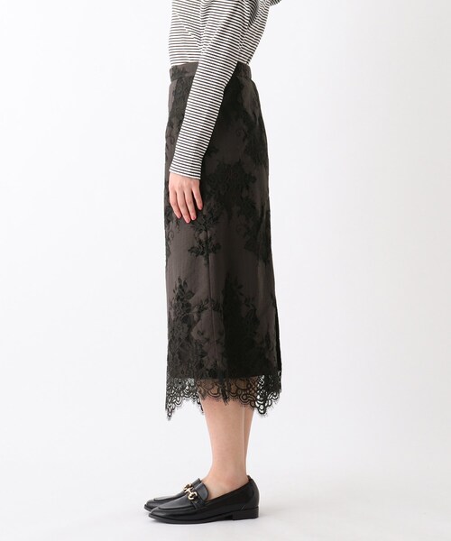 OPAQUE.CLIP（オペークドットクリップ）の「◆【C】コットンラッセルレース タイトスカート（スカート・レディース・チャコールグレー/オフホワイト/ピンク系・40/38/36/34/42）」の5枚目の写真
